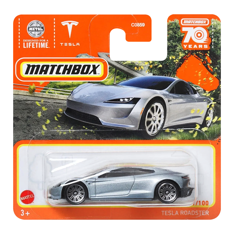Машинка Большой Город Matchbox Tesla Roadster Highway 1:64 HLD17 Silver - Retromagaz
