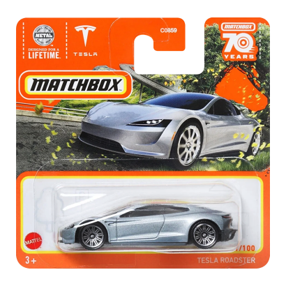 Машинка Большой Город Matchbox Tesla Roadster Highway 1:64 HLD17 Silver - Retromagaz