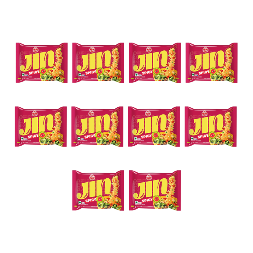 Набор Лапша 10шт Ottogi Jin Рамьон с Овощами и Говядиной Острая 120g - Retromagaz