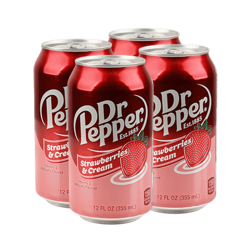 Набор Напиток 4шт Dr Pepper Strawberries & Cream 355ml - Retromagaz
