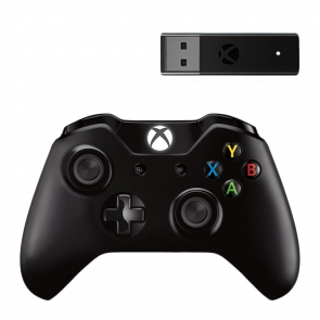 Набір Геймпад Бездротовий Microsoft Xbox One Version 1 Black Б/У  + Адаптер Xbox Series - Retromagaz
