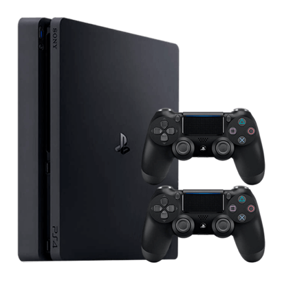 Набор Консоль Sony PlayStation 4 Slim 1TB Black Standart Новый Витринный Вариант + Геймпад Sony DualShock 4 PlayStation 4 Version 2 Black Новый - Retromagaz