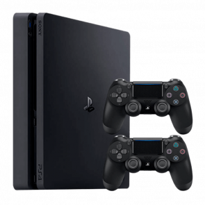 Набор Консоль Sony PlayStation 4 Slim 1TB Black Standart Новый Витринный Вариант + Геймпад Sony DualShock 4 PlayStation 4 Version 2 Black Новый