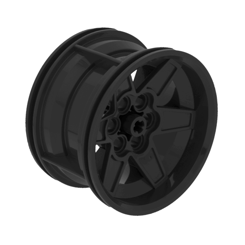 Колесо Lego Диск Technic Racing Medium 6 Pin Holes 56mm D. x 34mm 15038 51150 6061050 6253256 Black Б/У - Retromagaz