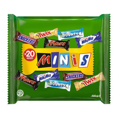Асорті Mars Mini Snickers Twix Bounty Milky Way 20 Батончиків 400g - Retromagaz