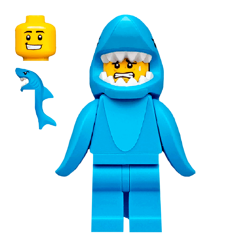 Фигурка Lego Series 15 Shark Suit Guy Collectible Minifigures col15-13 col240 Б/У - Retromagaz