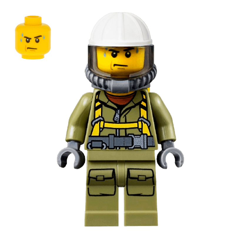 Фігурка Lego Volcano Explorers 973pb2453 Male Worker Suit with Harness City cty0682 Б/У - Retromagaz