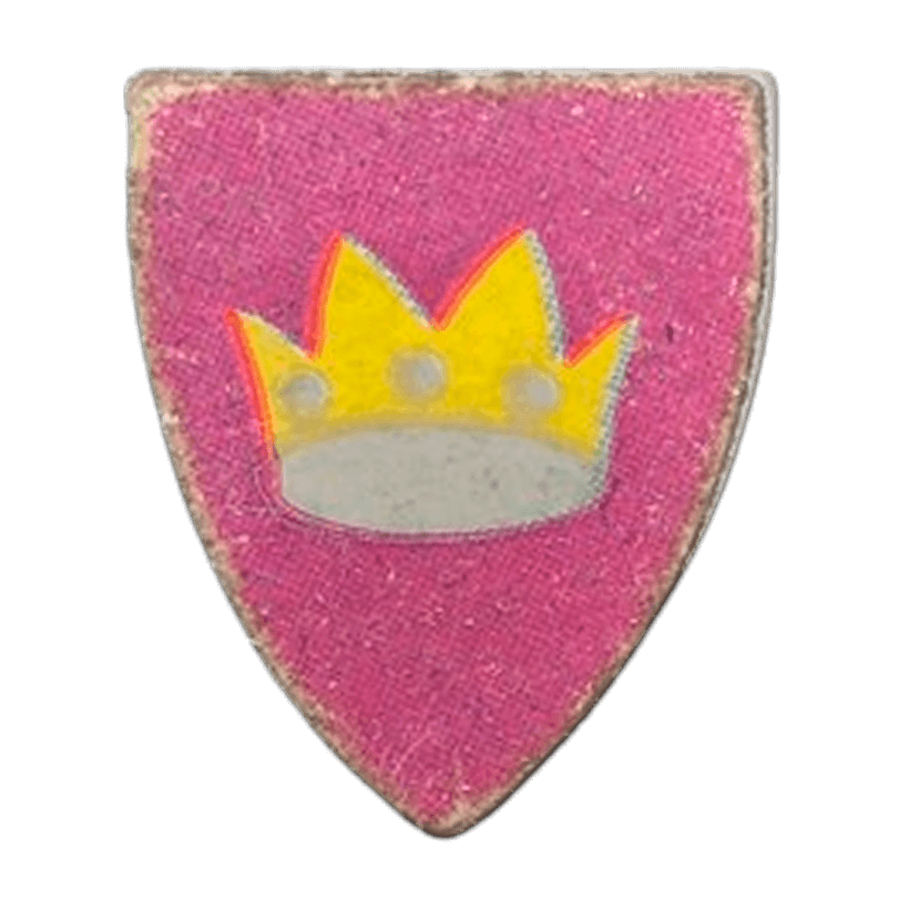 Оружие Lego Щит Triangular with Crown on Pink Background Pattern 3846pb012 Light Grey Б/У - Retromagaz