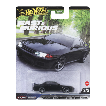 Машинка Premium Hot Wheels Nissan Skyline GT-R (BNR32) Fast & Furious 1:64 JBL97 Black - Retromagaz