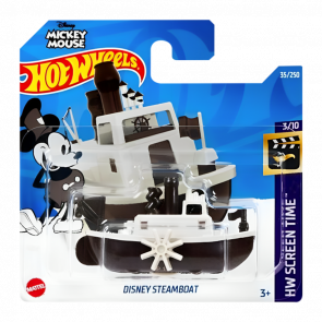 Машинка Базовая Hot Wheels Mickey Mouse Disney Steamboat Screen Time 1:64 HCT56 White - Retromagaz