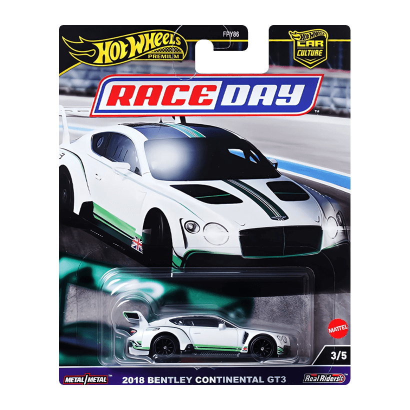 Машинка Premium Hot Wheels 2018 Bentley Continental GT3 Race Day 1:64 HRV93 White - Retromagaz