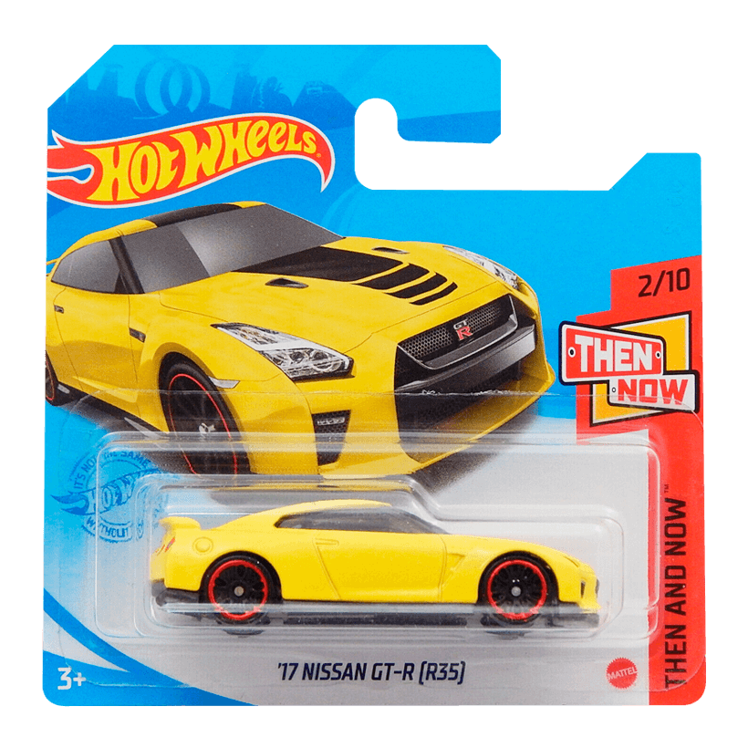 Машинка Базовая Hot Wheels '17 Nissan GT-R (R35) Then and Now 1:64 GTB34 Yellow - Retromagaz