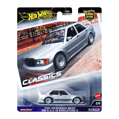 Машинка Premium Hot Wheels 1990 Mercedes-Benz 190 E 2.5-16 Evolution II Modern Classics 1:64 HRV98 Silver - Retromagaz