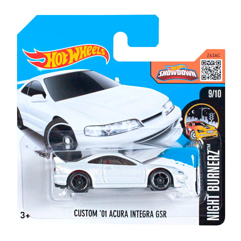 Машинка Базова Hot Wheels Custom '01 Acura Integra GSR Nightburnerz 1:64 DHX26 White - Retromagaz