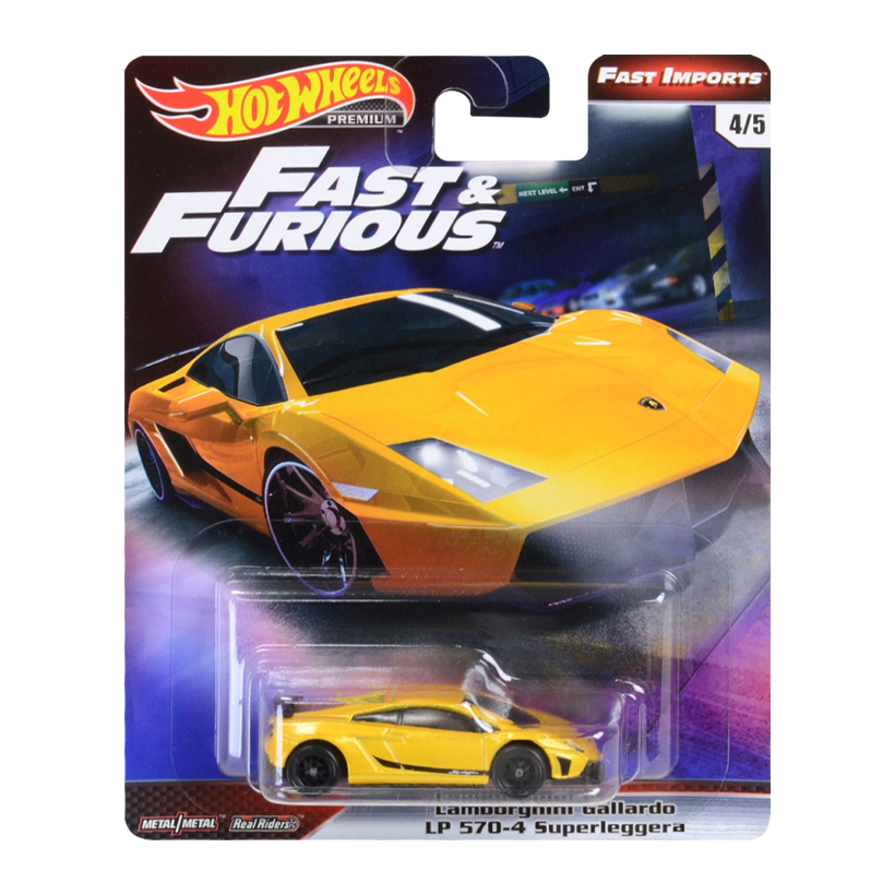 Машинка Premium Hot Wheels Lamborghini Gallardo LP 570-4 Superleggera Fast & Furious 1:64 GBW77 Yellow - Retromagaz