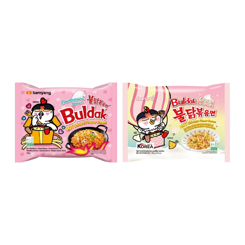Набор Карбанара Лапша Samyang Buldak Carbonara (Курица в Соусе Карбонара) Острая 130g  + Buldak Cream Carbonara (Карбонара с Кремом) - Retromagaz