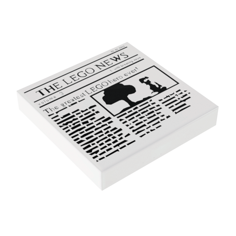 Плитка 4шт Lego Декоративна Groove with Newspaper 'THE LEGO NEWS' 2 x 2 3068bpb0431 4655208 White Б/У - Retromagaz