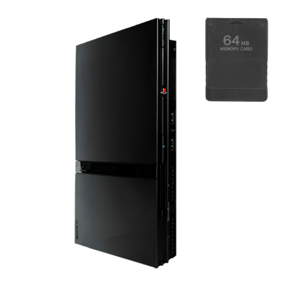 Набор Консоль Sony PlayStation 2 Slim SCPH-7xxx Chip Black Без Геймпада Б/У  + Карта Памяти RMC Новый - Retromagaz