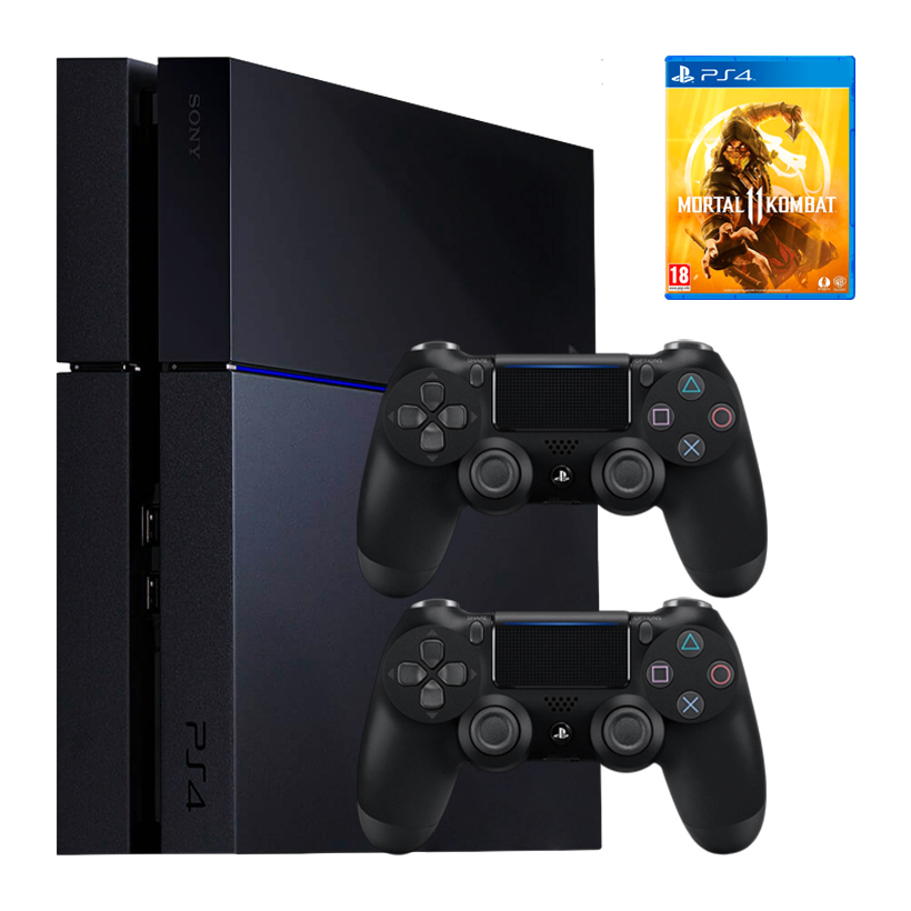 Набор Консоль Sony PlayStation 4 CUH-10-11хх 500GB Black Б/У  + Игра Mortal Kombat 11 Русские Субтитры + Геймпад Беспроводной DualShock 4 Version 2 2шт - Retromagaz