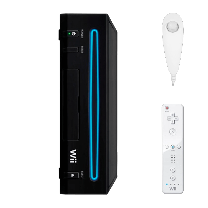 Набор Консоль Nintendo Wii Family Edition RVL-101 Europe 512MB Black Б/У  + Контроллер Беспроводной Remote White + Проводной Nunchuk - Retromagaz
