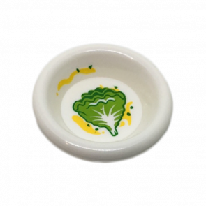 Посуд Lego Dish 3 x 3 with Green and Lime Lettuce Leaf and Yellow Splotches Pattern 6256pb05 6170937 White Б/У