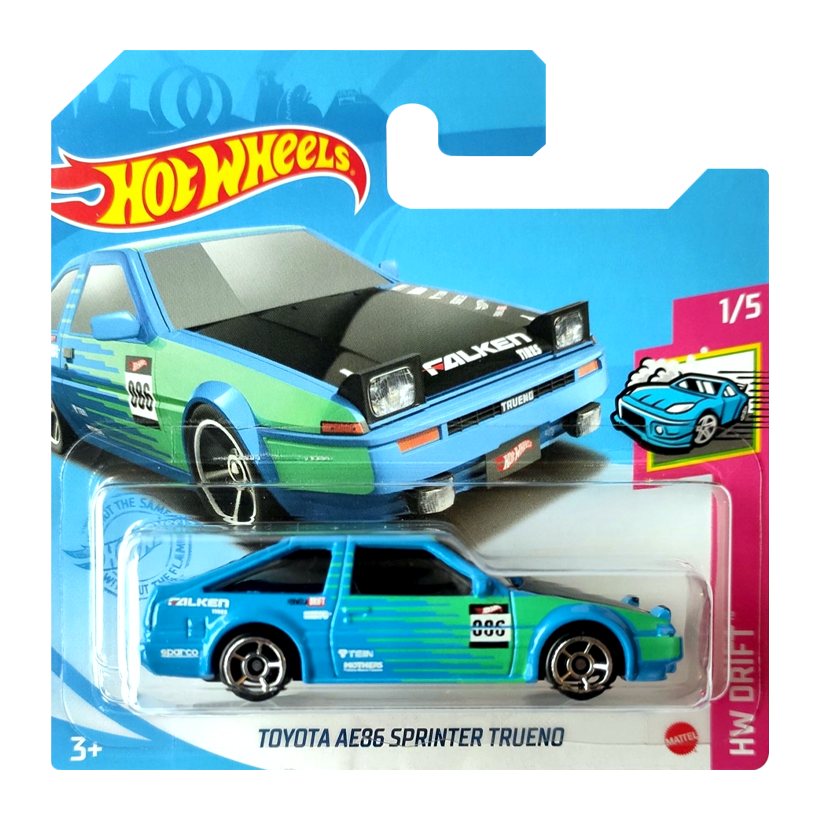 Машинка Базовая Hot Wheels Toyota AE86 Sprinter Trueno Falken Drift 1:64 GTB26 Blue - Retromagaz