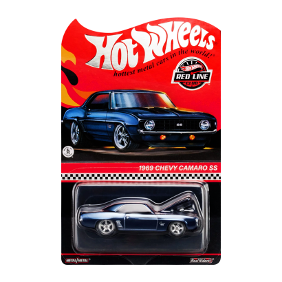 Машинка Premium Hot Wheels '69 Chevrolet Camaro SS Red Line Club RLC 1:64 HNL21 Blue - Retromagaz