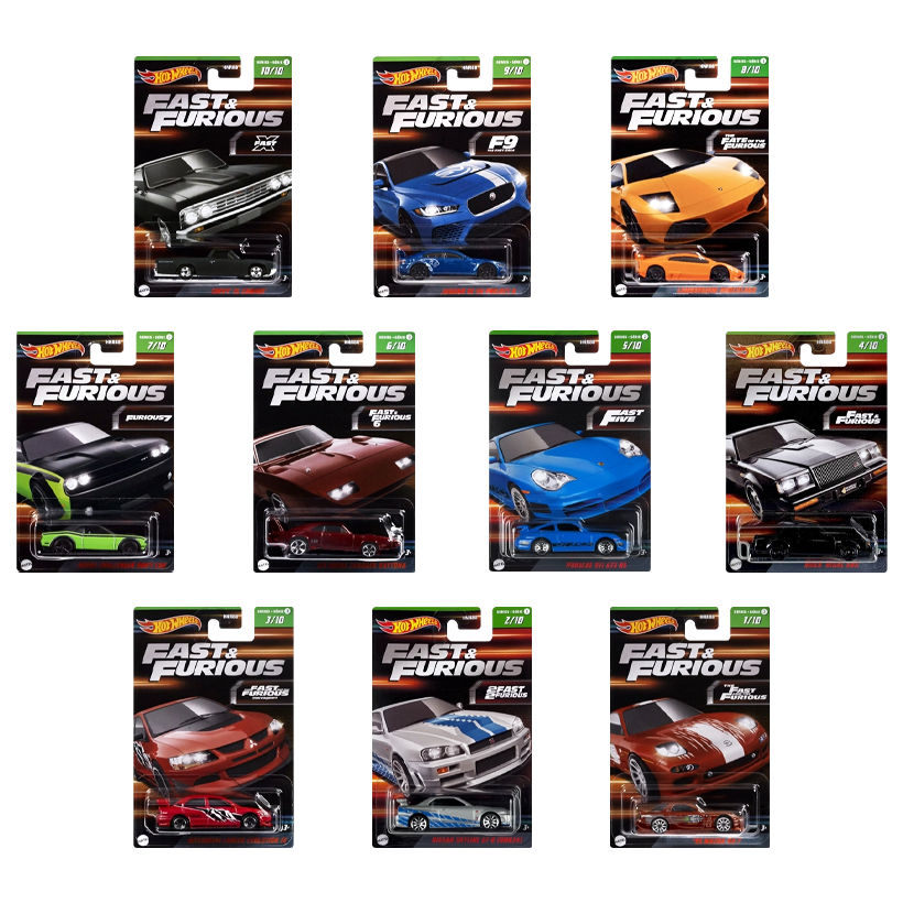 Набор Тематическая Машинка Hot Wheels Fast & Furious 2023-2 HNR88 10шт - Retromagaz