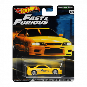 Машинка Premium Hot Wheels Nissan Skyline GT-R (BCNR33) Fast & Furious 1:64 GBW83 Yellow - Retromagaz