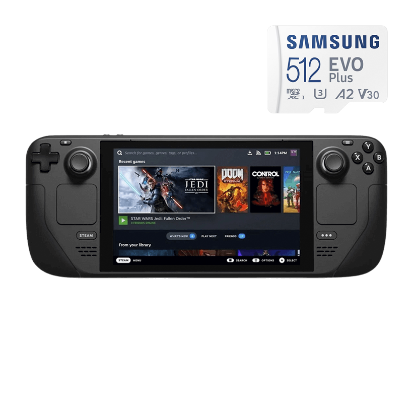 Набор Консоль Valve Steam Deck 64GB Black Б/У  + Карта Памяти Samsung UHS-I U3 V30 A2 + SD Adapter - Retromagaz