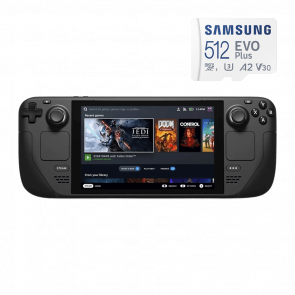Набір Консоль Valve Steam Deck 64GB Black Б/У  + Карта Пам'яті Samsung UHS-I U3 V30 A2 + SD Adapter - Retromagaz