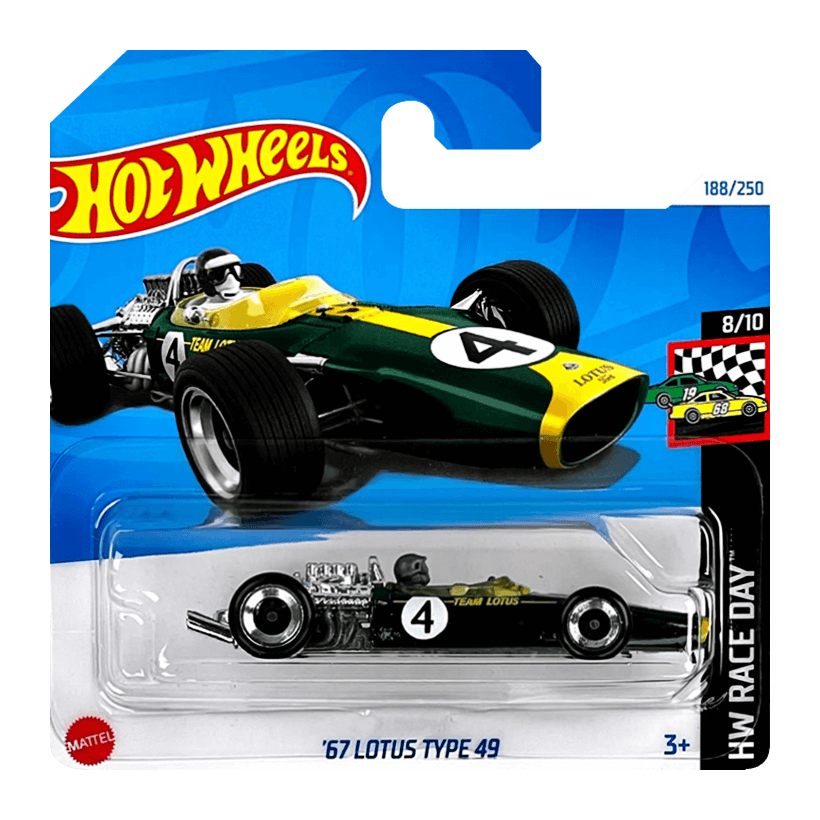 Машинка Базова Hot Wheels '67 Lotus Type 49 Race Day 1:64 HTD99 Green - Retromagaz