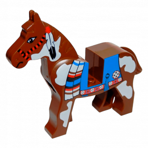 Фигурка Lego Земля Horse with Blue Blanket Right Side Red Circle Pattern Animals 4493c01px2 1 Brown Б/У - Retromagaz