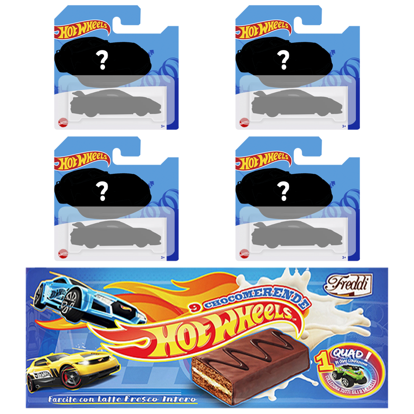 Набір Тістечка Freddi Chocomerende Hot Wheels 9 Pieces та Машинка  + Машинка Базова в Асортименті 4шт - Retromagaz
