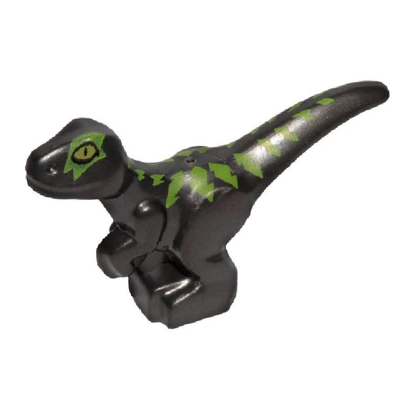 Фигурка Lego Динозавр Baby Standing with Lime Markings and Yellow Eyes Pattern Animals 37829pb04 6270460 Pearl Dark Grey Б/У - Retromagaz