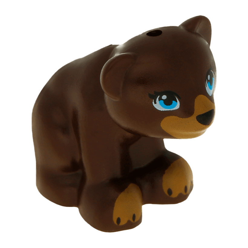 Фігурка Lego Земля Bear Friends Elves Baby Cub Black Nose Dark Azure Eyes Dark Tan Paws Animals 14732pb01 6055378 6139581 Dark Brown Б/У - Retromagaz