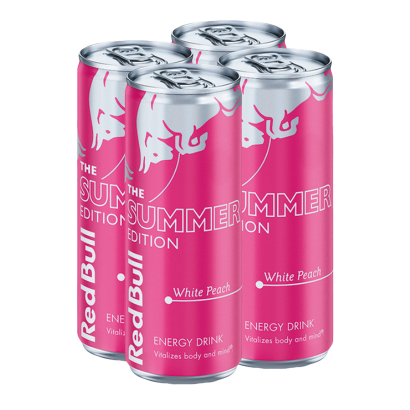 Набор Напиток Энергетический 4шт Red Bull Summer Edition White Peach 250ml - Retromagaz