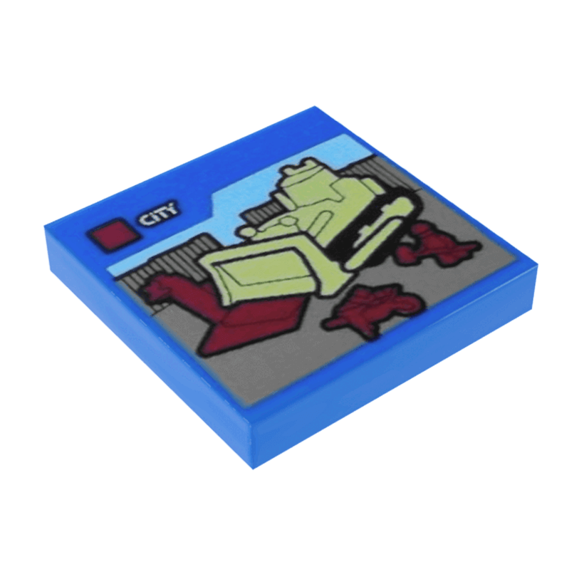 Плитка Lego Декоративна Groove with Lego Bulldozer and 'CITY' Set Box Pattern 2 x 2 3068bpb0938 6120261 Blue Б/У - Retromagaz