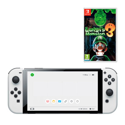 Набір Консоль Nintendo Switch OLED Model HEG-001 64GB White Новий  + Гра Luigi's Mansion 3 Англійська Версія - Retromagaz