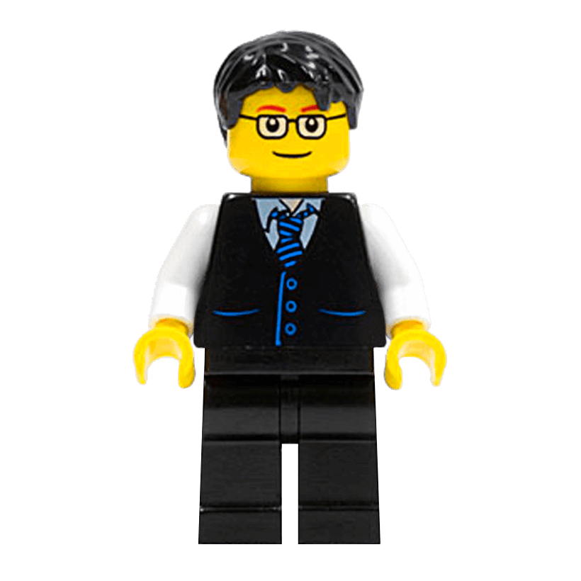 Фигурка Lego People 973pb0321 Black Vest with Blue Striped Tie City twn052 Б/У - Retromagaz