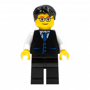 Фігурка Lego 973pb0321 Black Vest with Blue Striped Tie City People twn052 Б/У - Retromagaz