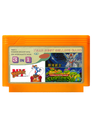 Сборник Игр RMC Famicom Dendy 3 in 1 TMNT 3, Nyankies (Rockin' Kats), Zen: Intergalactic Ninja 90х Английская Версия Без Корпуса Б/У