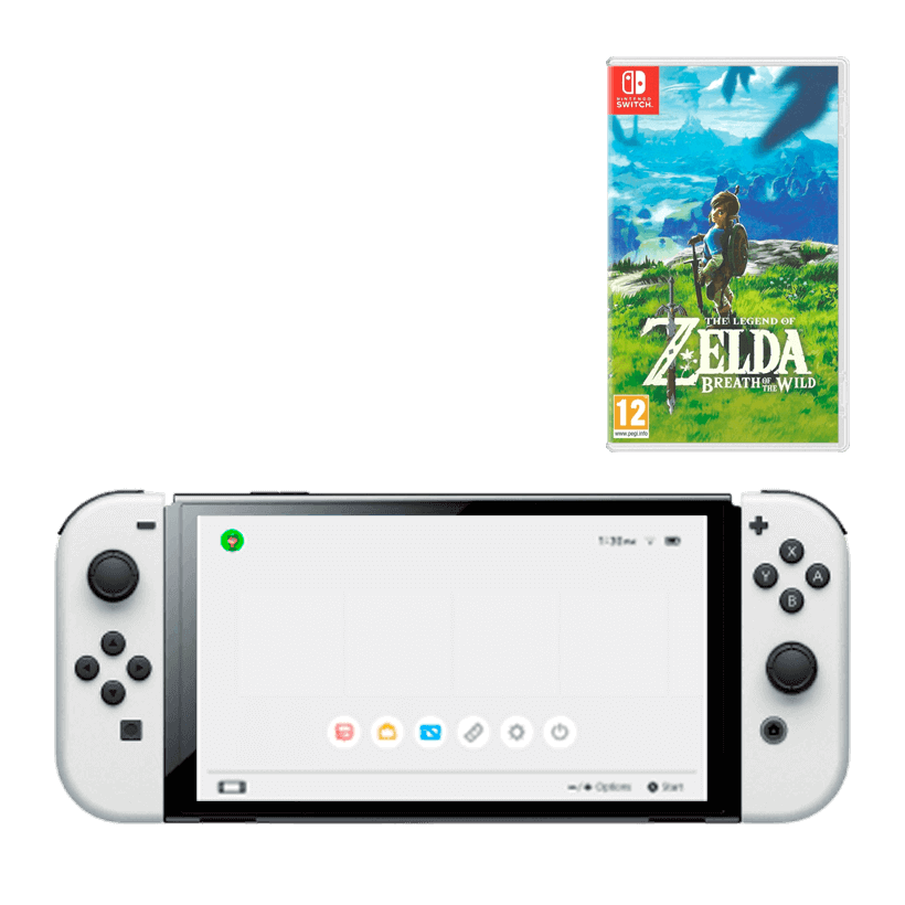 Набор Консоль Nintendo Switch OLED Model HEG-001 64GB White Новый  + Игра The Legend of Zelda Breath of The Wild Русская Озвучка - Retromagaz