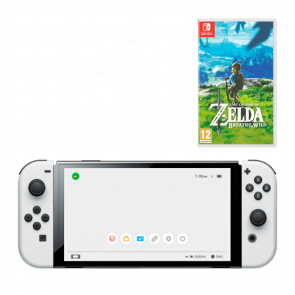 Набір Консоль Nintendo Switch OLED Model HEG-001 64GB White Новий  + Гра The Legend of Zelda Breath of The Wild Російська Озвучка - Retromagaz