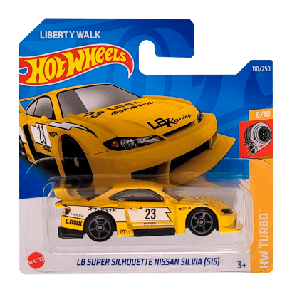 Машинка Базовая Hot Wheels Liberty Walk LB Super Silhouette Nissan Silvia (S15) Turbo 1:64 HCX15 Yellow - Retromagaz
