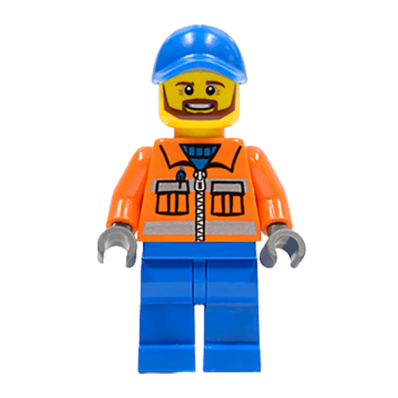 Фигурка Lego Construction 973pb0263 Worker Orange Zipper Safety Stripes City twn231 Б/У - Retromagaz