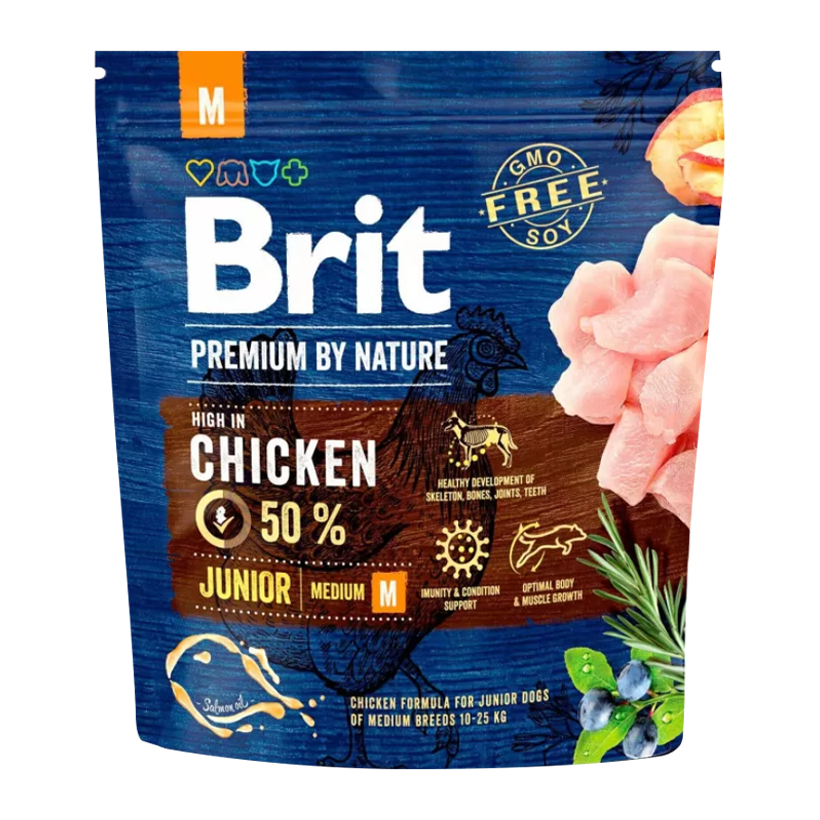 Сухой Корм для Собак Brit Premium Junior M Курица 1kg - Retromagaz
