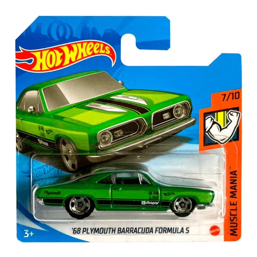 Машинка Базова Hot Wheels '68 Plymouth Barracuda Formula S Muscle Mania 1:64 GTB47 Green - Retromagaz