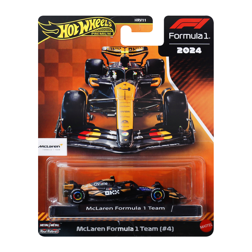 Машинка Premium Hot Wheels McLaren Formula 1 Team (#4) 1:64 JBM11 Orange - Retromagaz