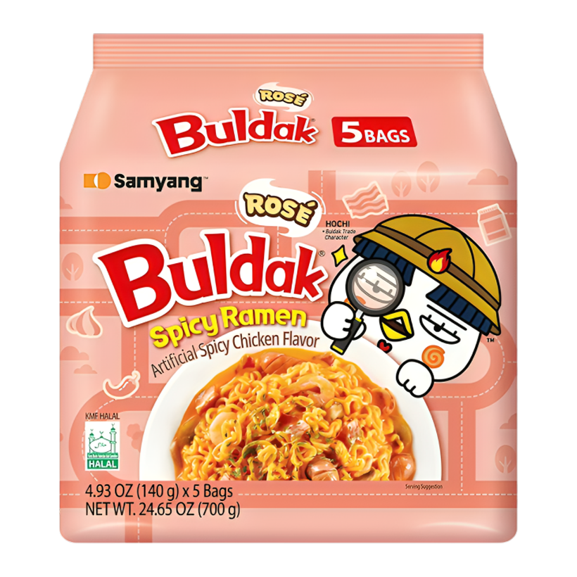 Набор Лапша 5шт Samyang Buldak Rose Сливочная Средне Острая 145g - Retromagaz